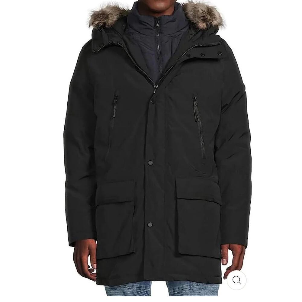 Michael Kors Men’s Long Sleeve Outerwear Conway Hooded Coat Black Size S 
NWOT